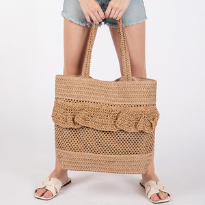 Raffia Ruffle Tote